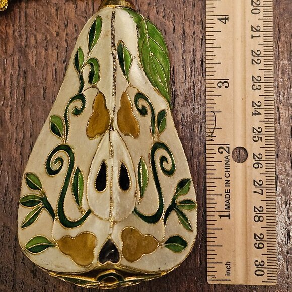 Vintage 2000 Y2K Dillard's Cloisonne Pear Tree Ornament - Picture 3 of 4
